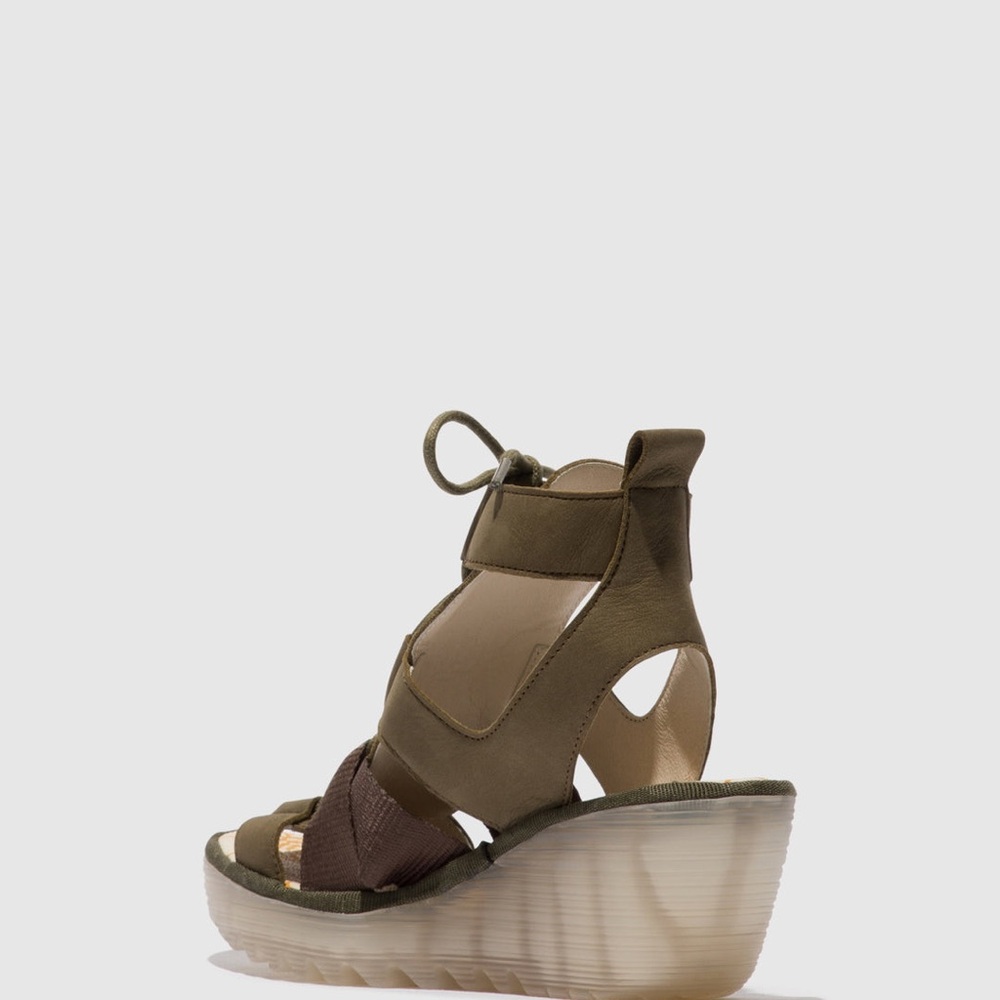 Fly London Gray Wedge Sandals with Adjustable Straps - Picture 5 of 7